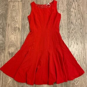 Calvin Klein Red Ribbed Fit & Flare Sleeveless Dress Size 6